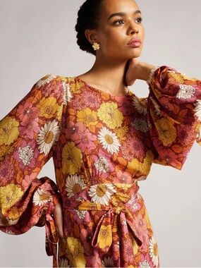 Ted Baker Lelyah Printed Midaxi Open Back Dress